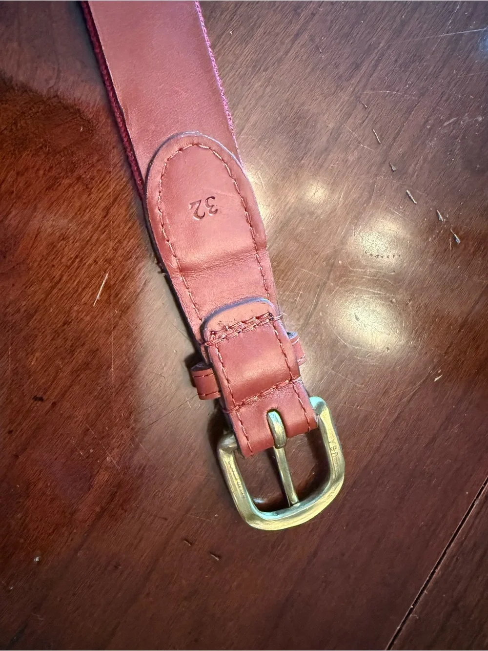 Smathers & Branson Crimson Needlepoint 'A' Alabama Belt with Leather